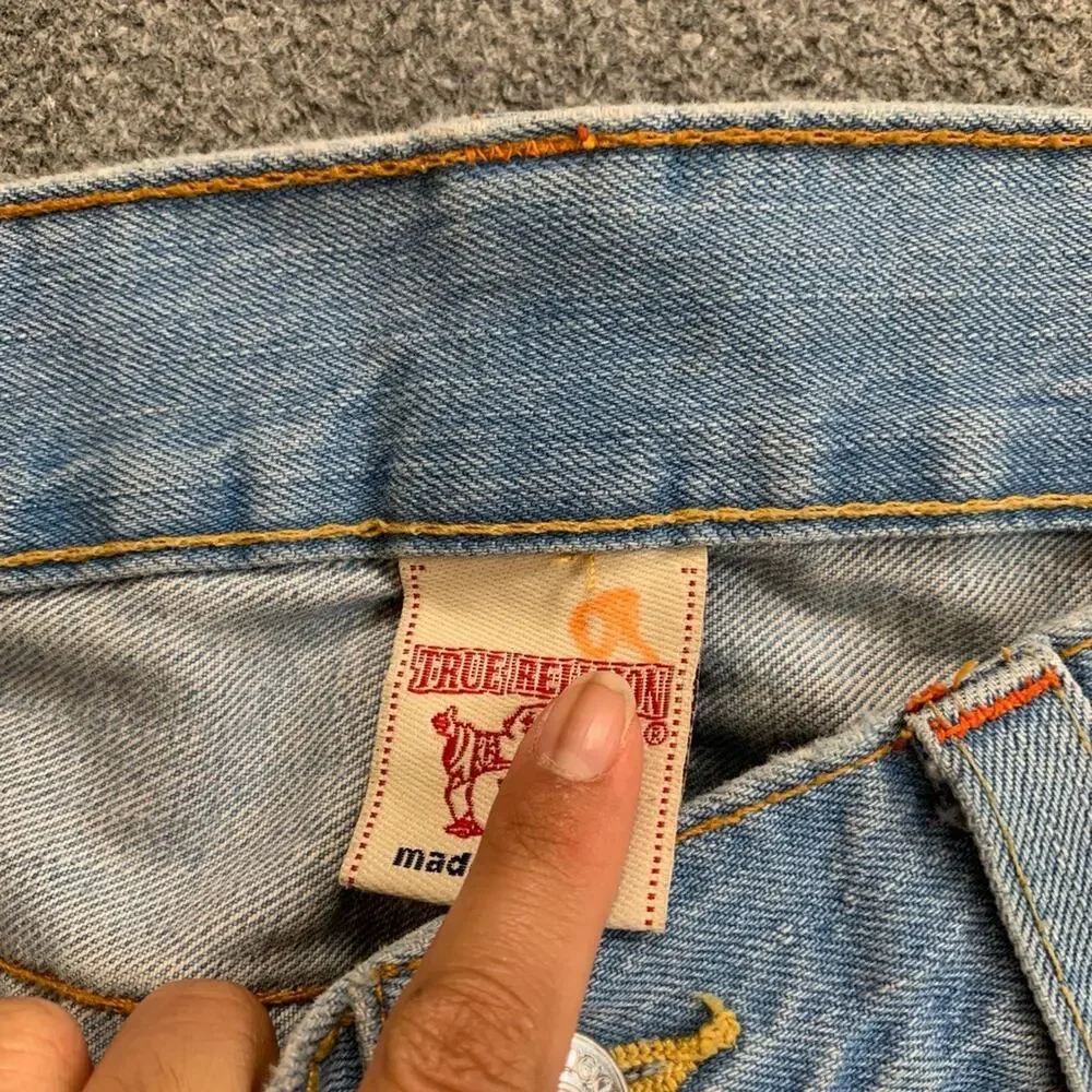 Vintage True Religion Jeans Mens 36 Blue Light‎ Wash Bobby Baggy Relaxed Loose